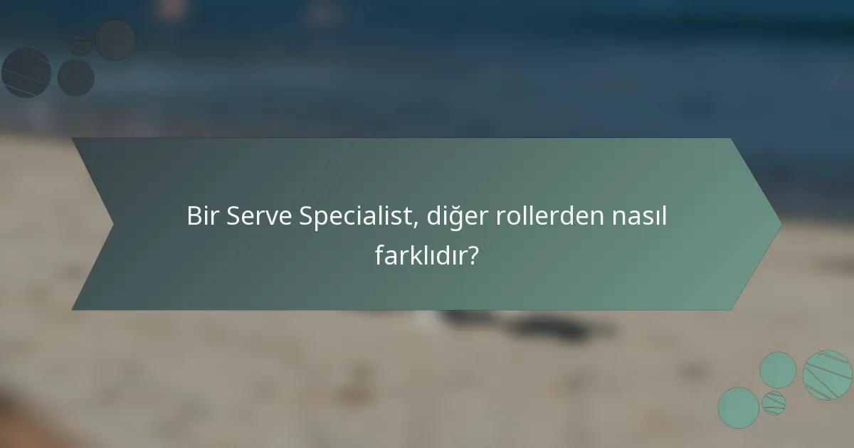Bir Serve Specialist, diğer rollerden nasıl farklıdır?