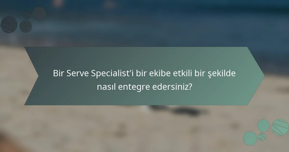 Bir Serve Specialist'i bir ekibe etkili bir şekilde nasıl entegre edersiniz?