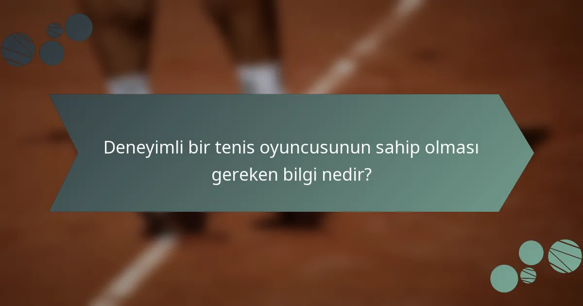 Deneyimli bir tenis oyuncusunun sahip olması gereken bilgi nedir?