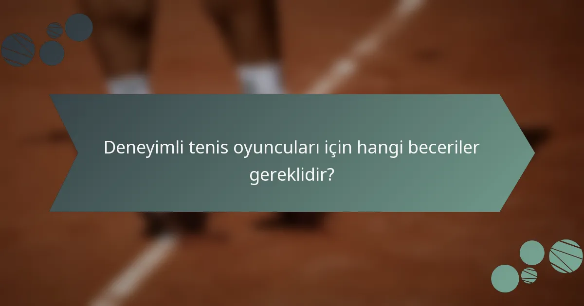 Deneyimli tenis oyuncuları için hangi beceriler gereklidir?