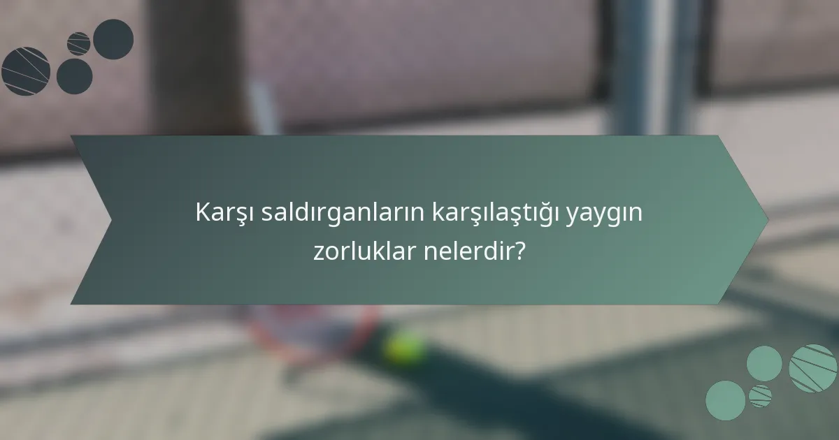 Karşı saldırganların karşılaştığı yaygın zorluklar nelerdir?