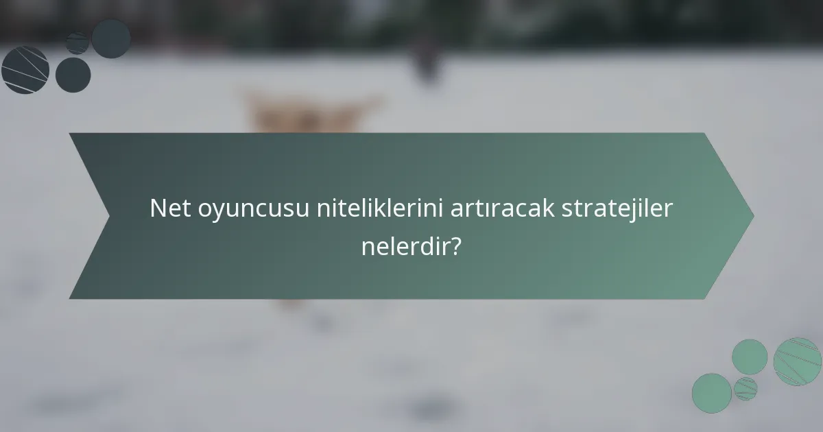Net oyuncusu niteliklerini artıracak stratejiler nelerdir?