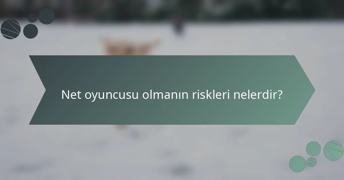Net oyuncusu olmanın riskleri nelerdir?