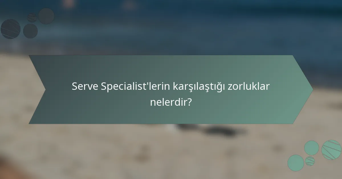 Serve Specialist'lerin karşılaştığı zorluklar nelerdir?